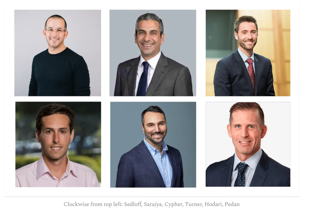 Collage of six real estate executives' headshots, including Matthew Cypher, director of the Steers Center